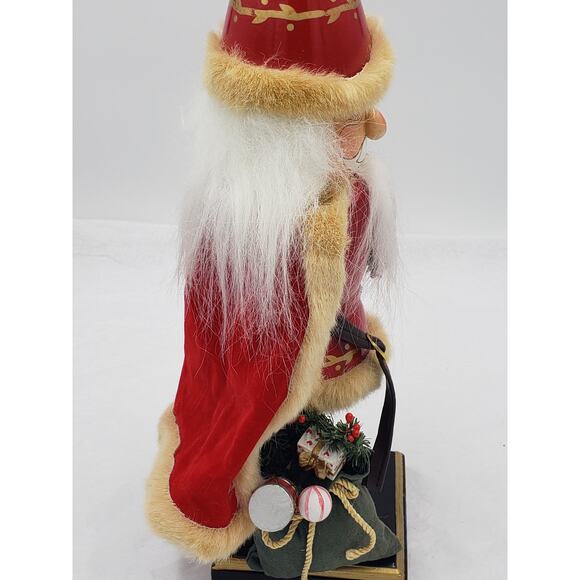 Nutcracker Santa Claus Christmas Decor Red Cape Holding Toy Bag Size 14" - Picture 9 of 16